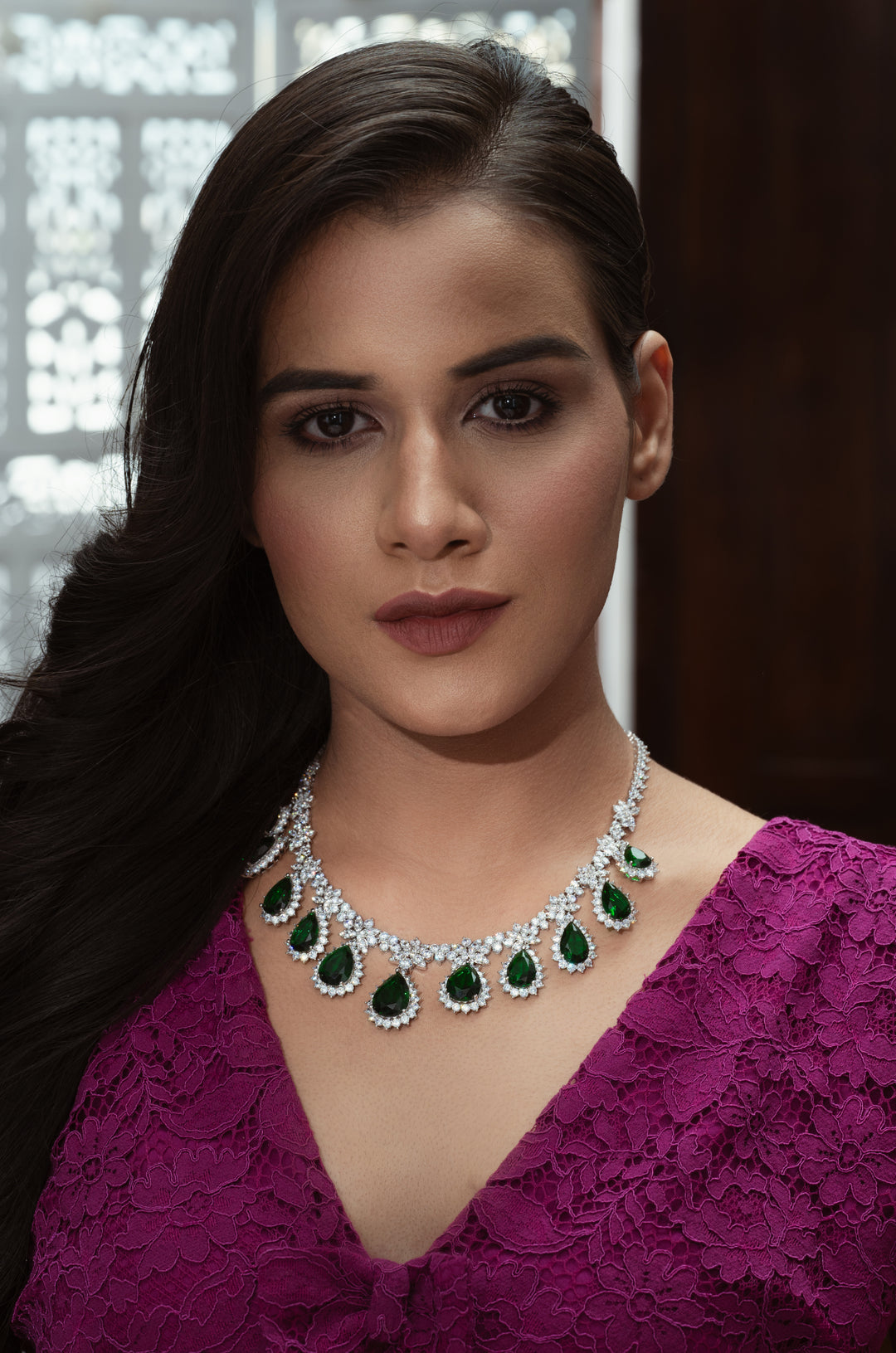 Rory Green Faux Diamond Necklace Set