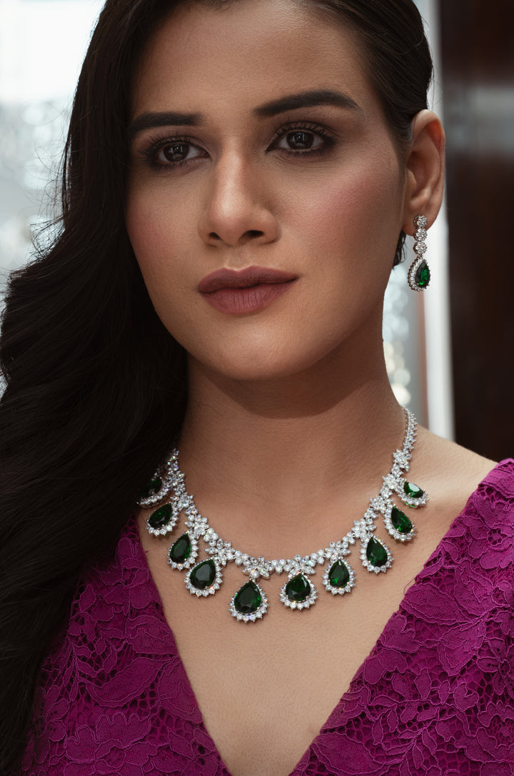 Rory Green Faux Diamond Necklace Set