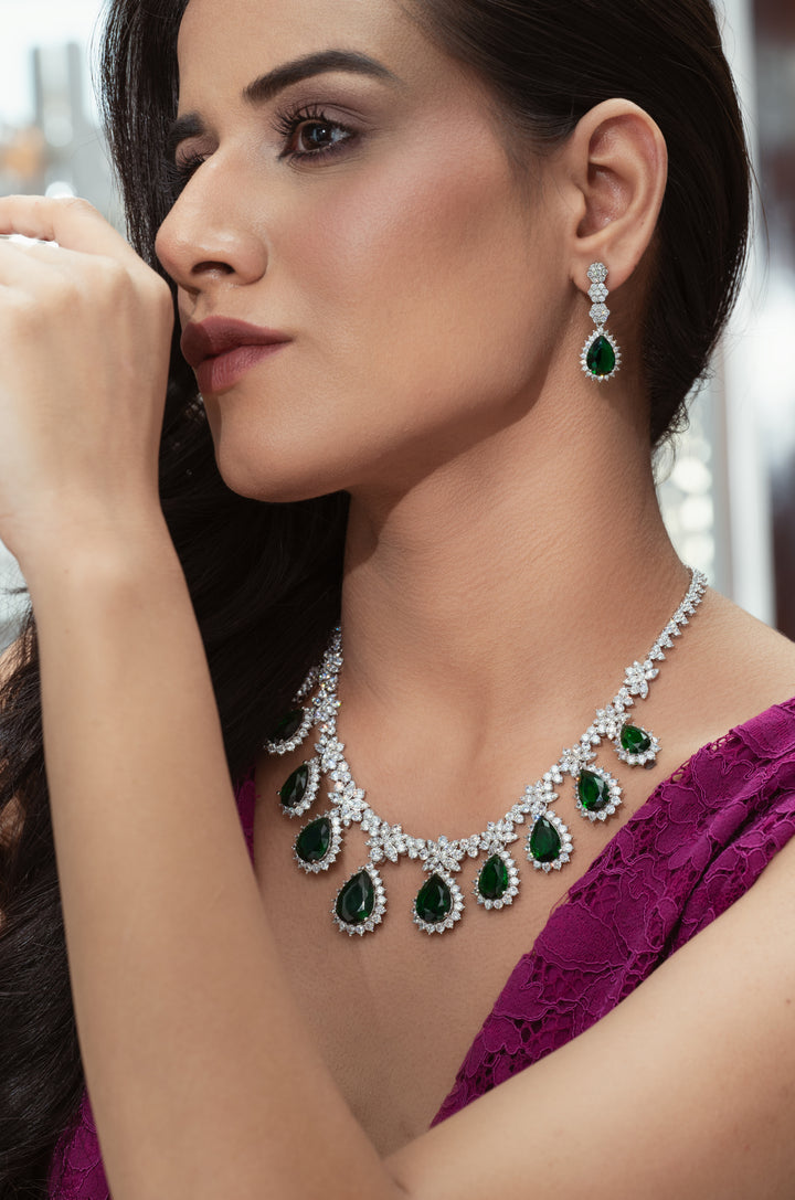 Rory Green Faux Diamond Necklace Set