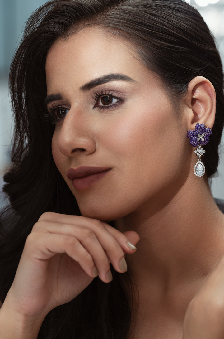 Rose Purple Drop Earrings