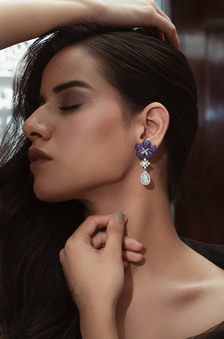 Rose Purple Drop Earrings