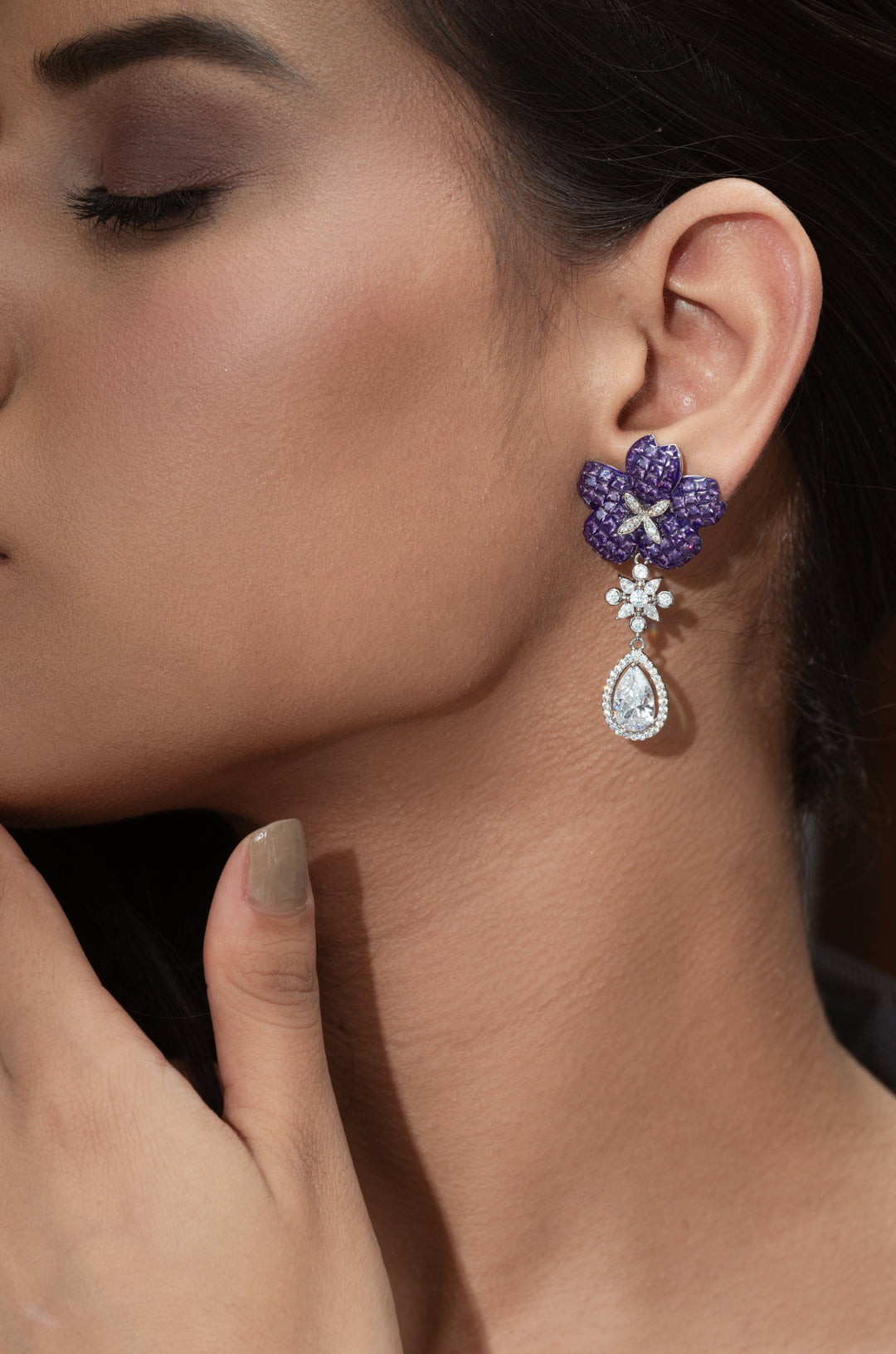 Rose Purple Drop Earrings