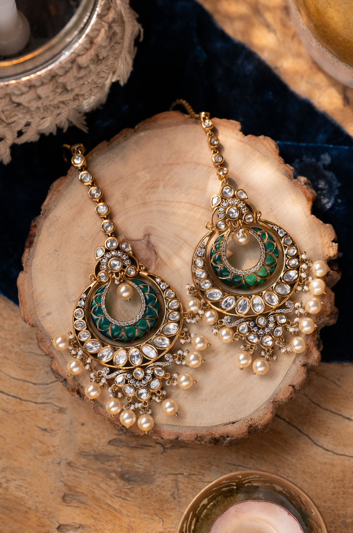 Zarina Green Polki Earrings