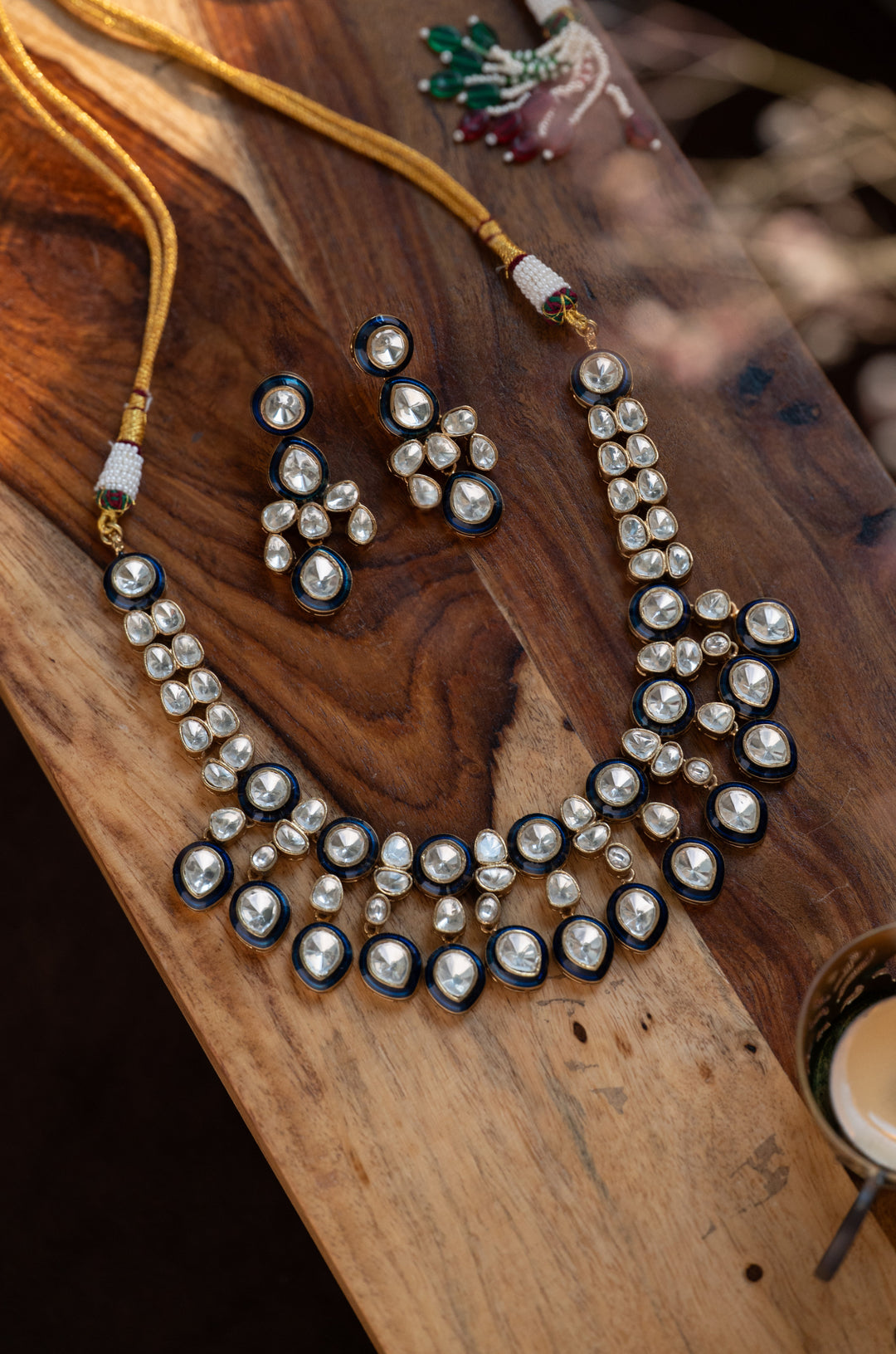 Payal Blue Polki Necklace Set