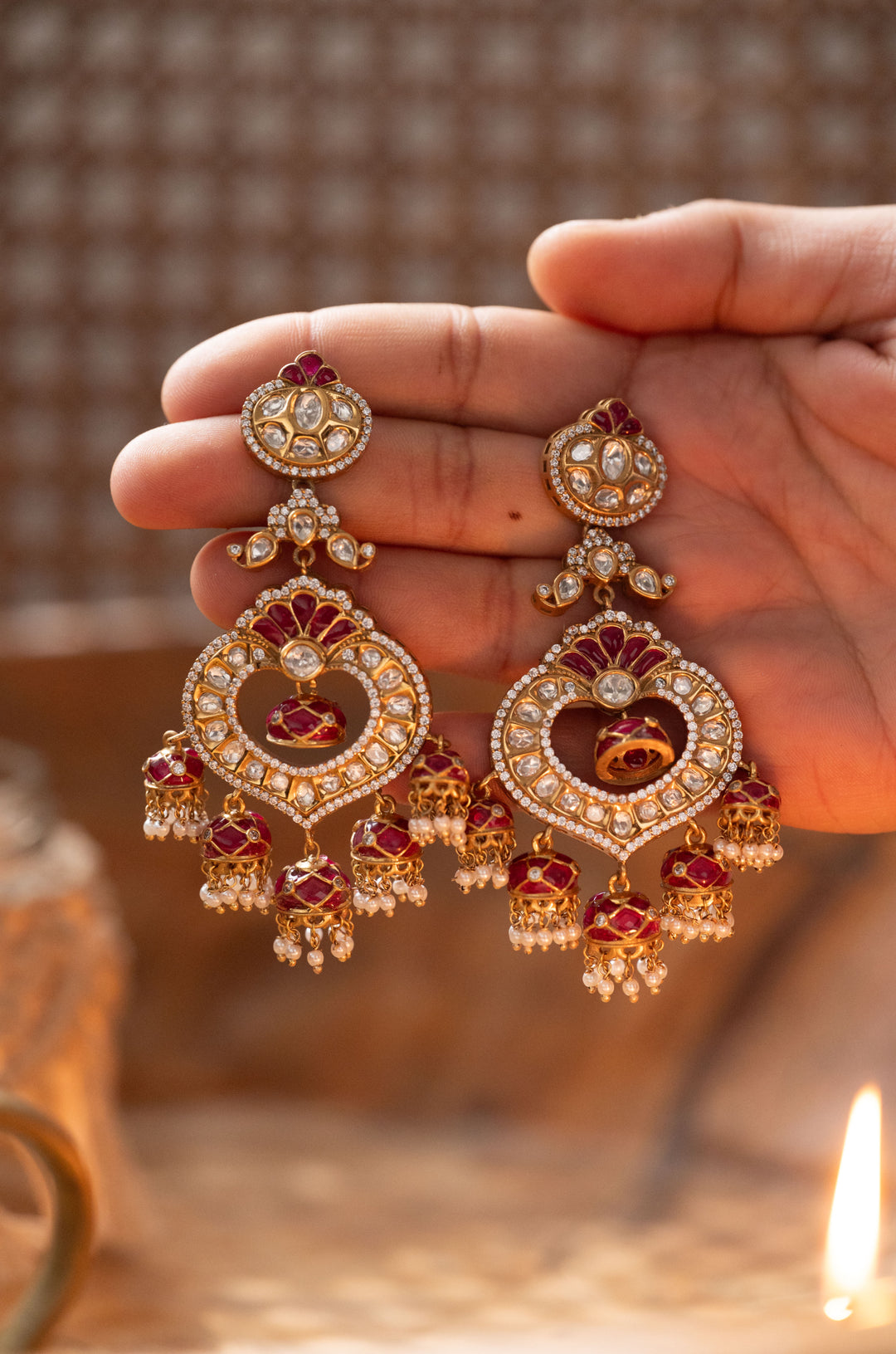 Orina Red Polki Earrings