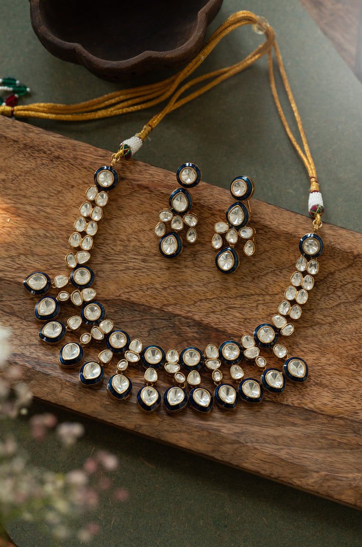Rumi Blue Polki Necklace Set