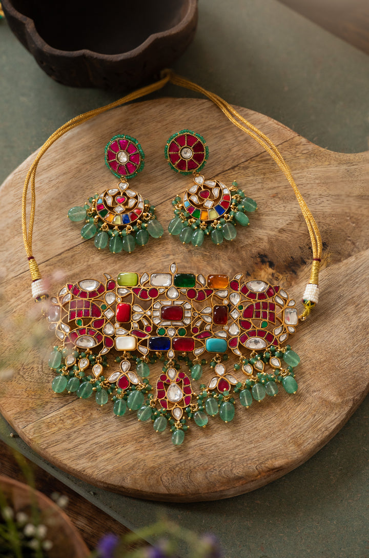 Ketaki Navrattan Kundan Necklace Set