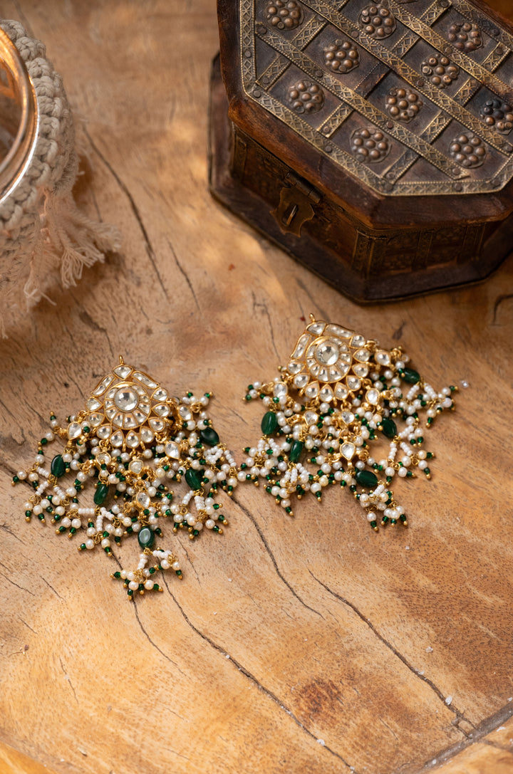 Humaika Green Kundan Earrings