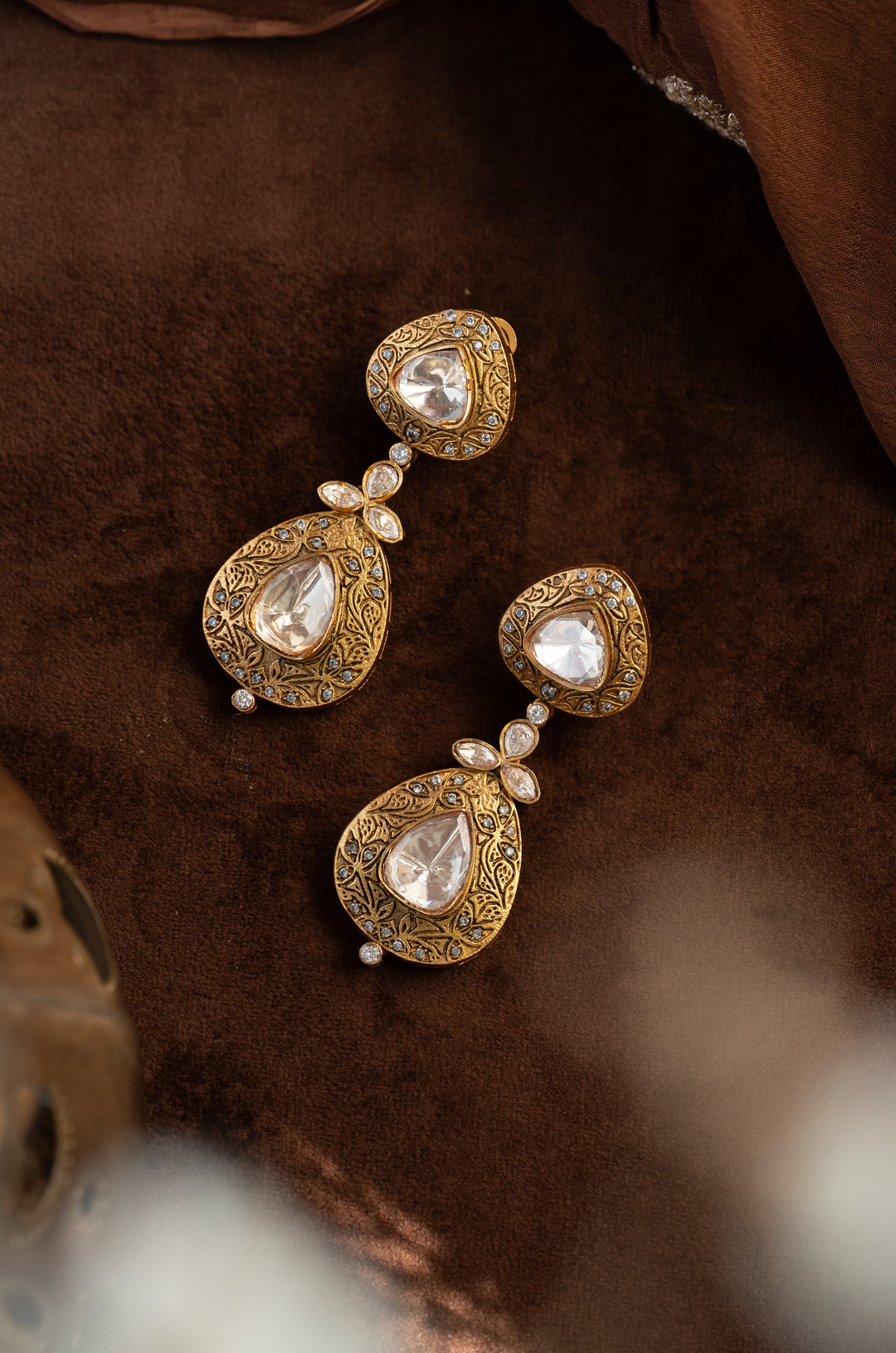 Ishira Temple Polki Earrings