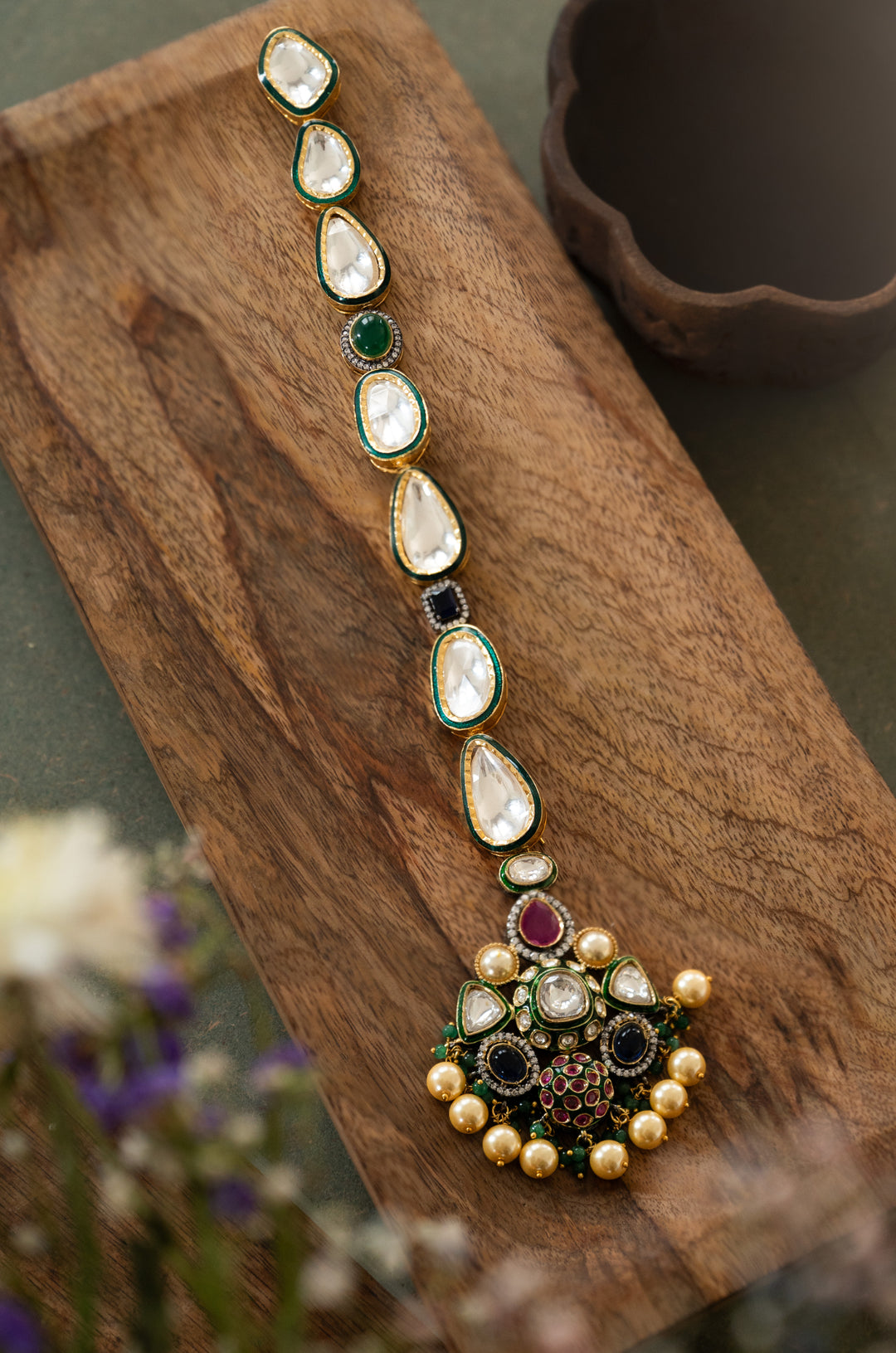 Emelia Multicolored Polki Braid Pin