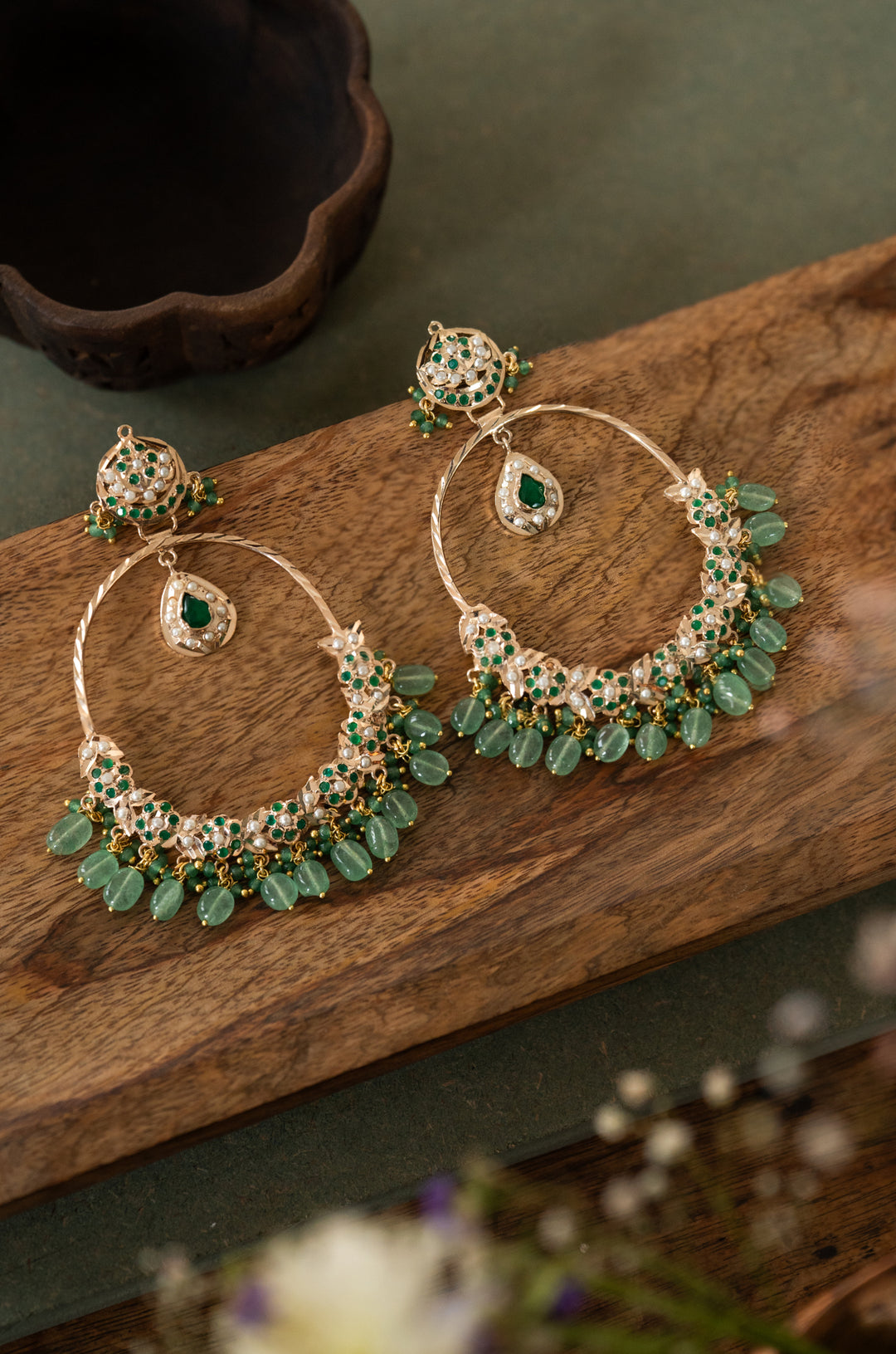 Parizad Mint Jadau Earrings