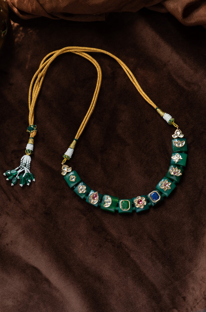 Rukhsar Green Kundan Necklace