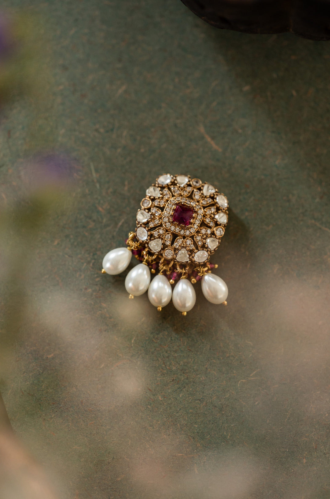 Ruhani Pink Polki Braid Pin