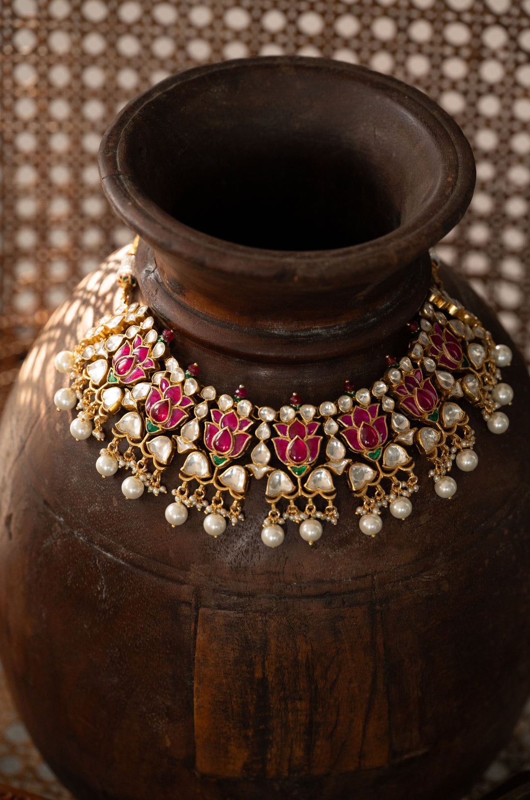 Meher Red Kundan Silver Necklace