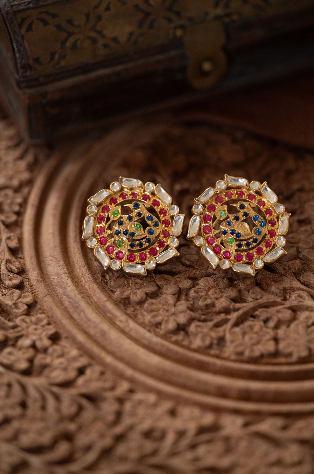 Noor Silver Kundan Studs