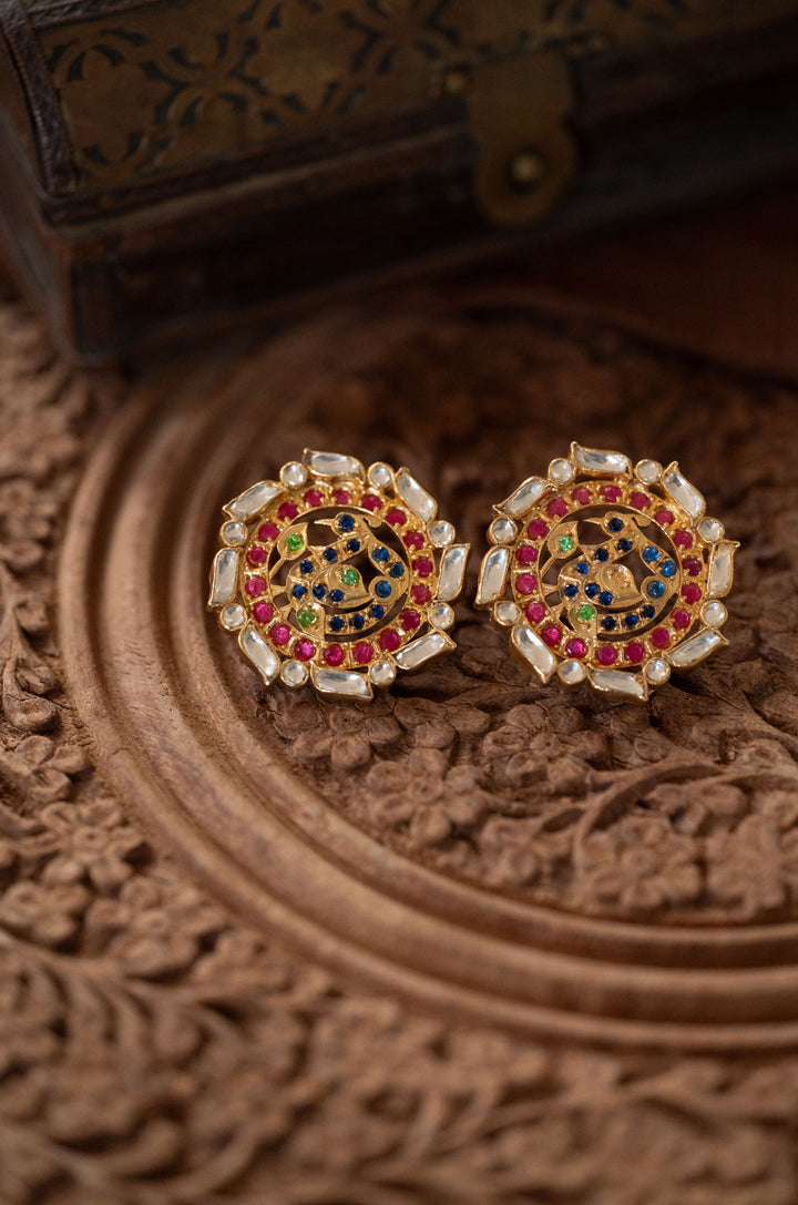 Noor Silver Kundan Studs