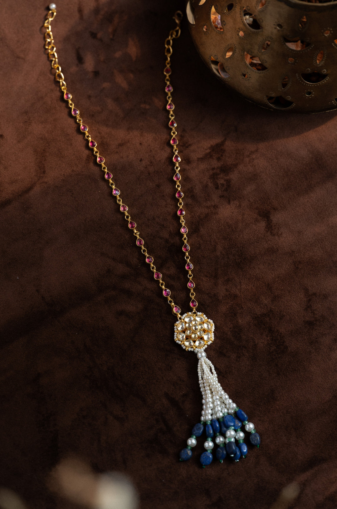 Sahar Kundan Tassel Pendant Necklace