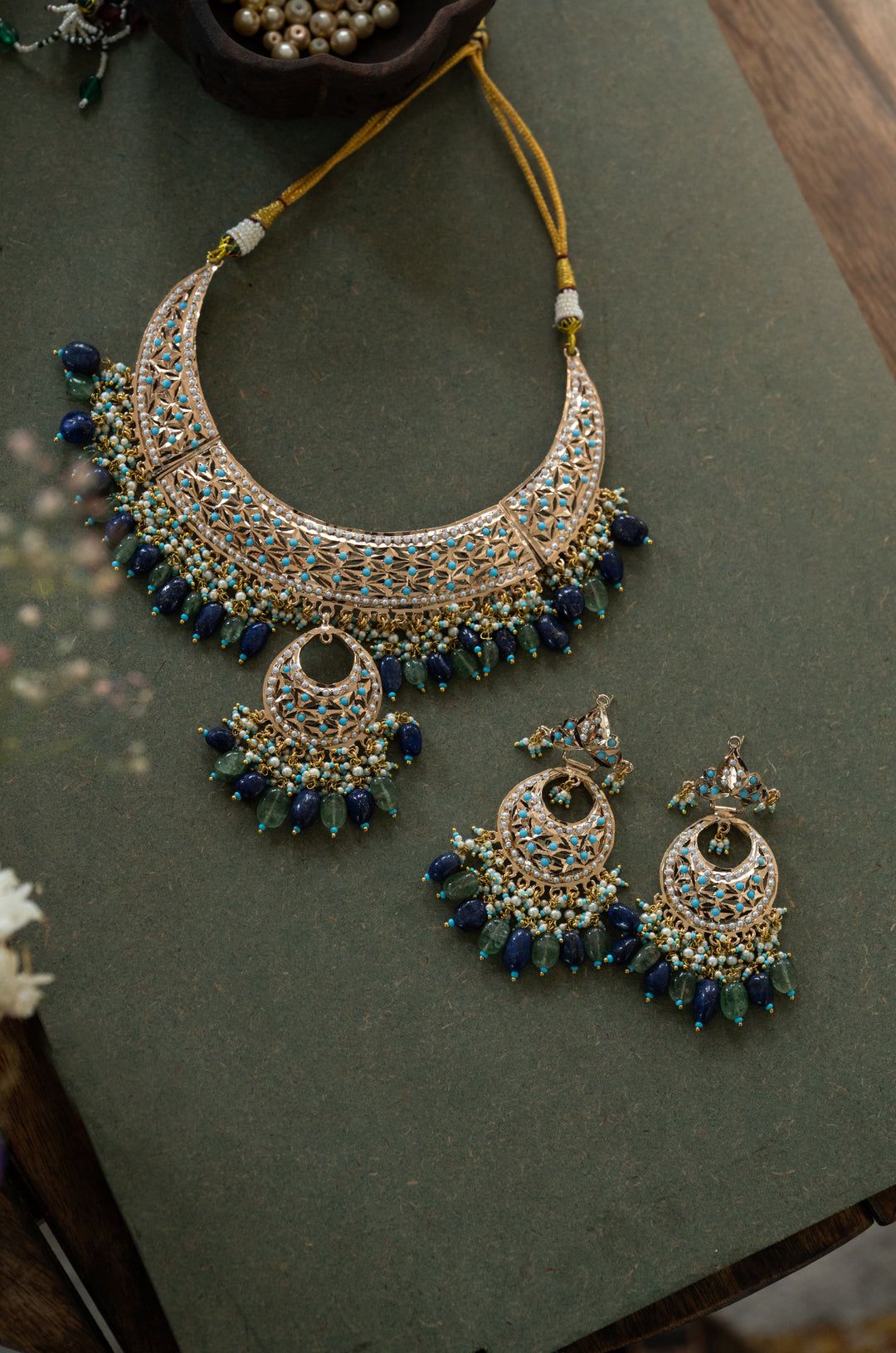 Katha Multicolored Jadau Necklace Set