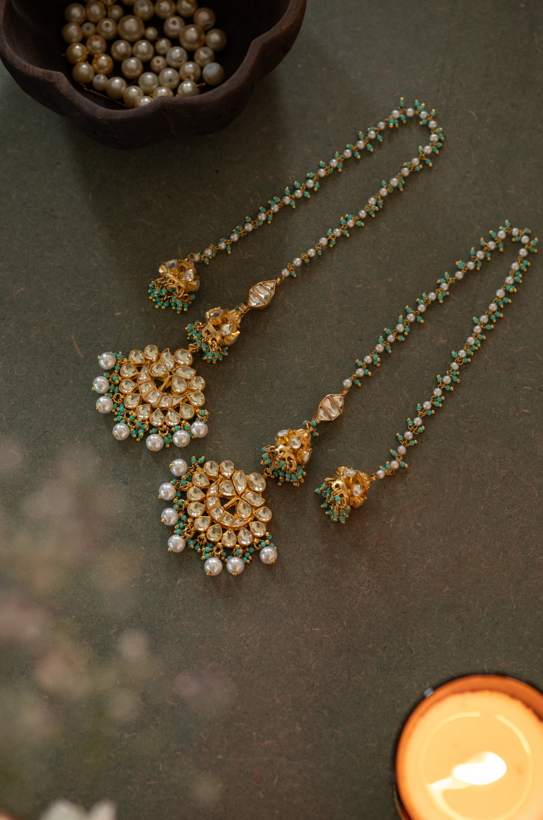Savi Kundan And Pearls Earrings
