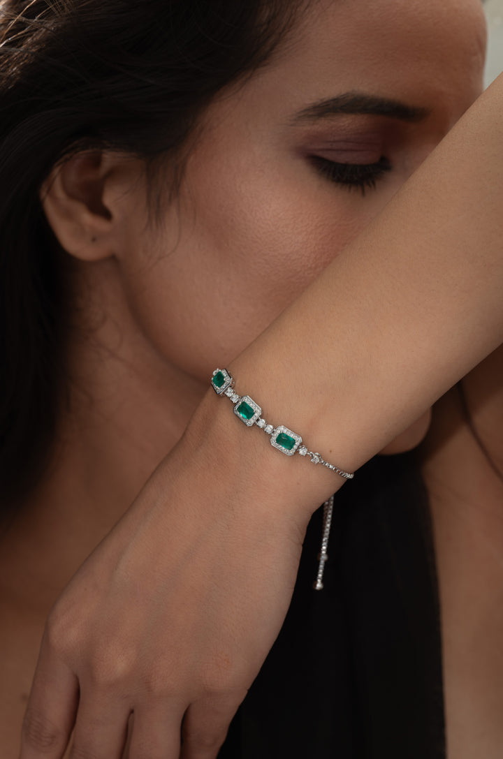 Amira Green Faux Diamond Bracelet