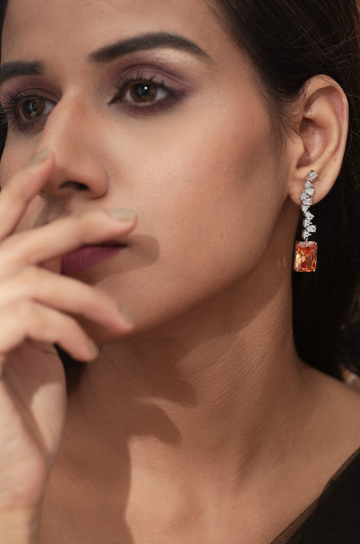 Ariana Orange Faux Diamond Earrings