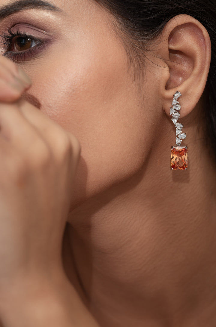 Ariana Orange Faux Diamond Earrings