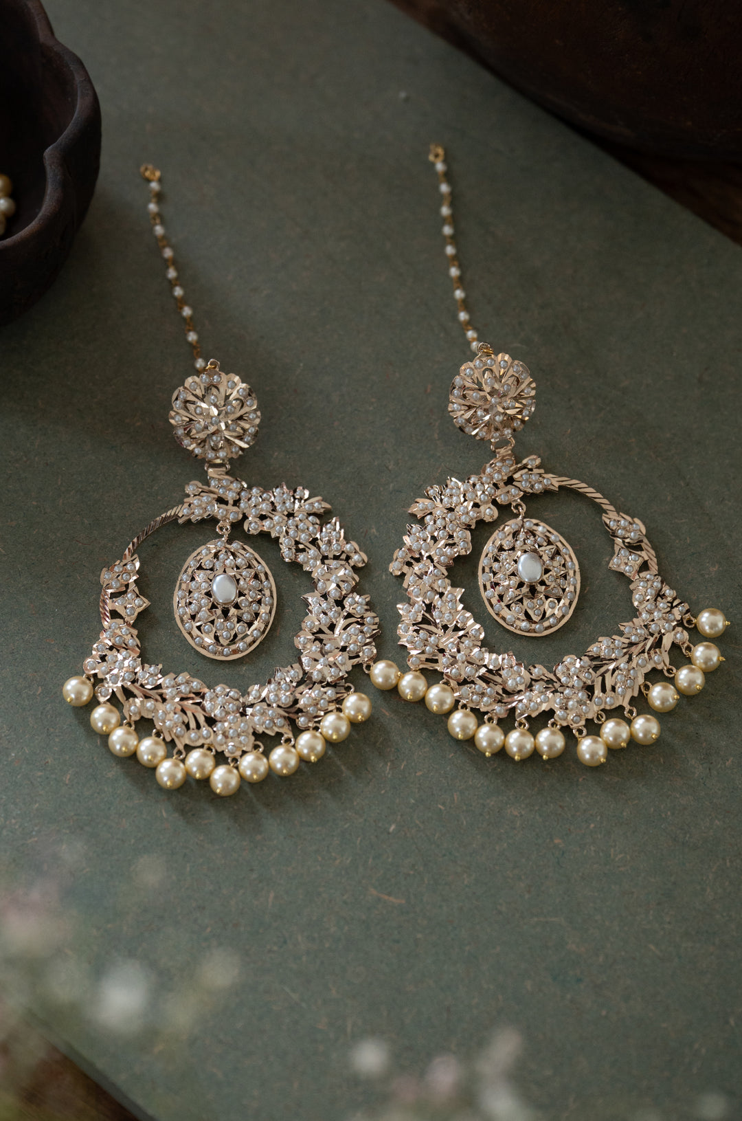 Ishi Pearls Jadau Chandbali Earrings