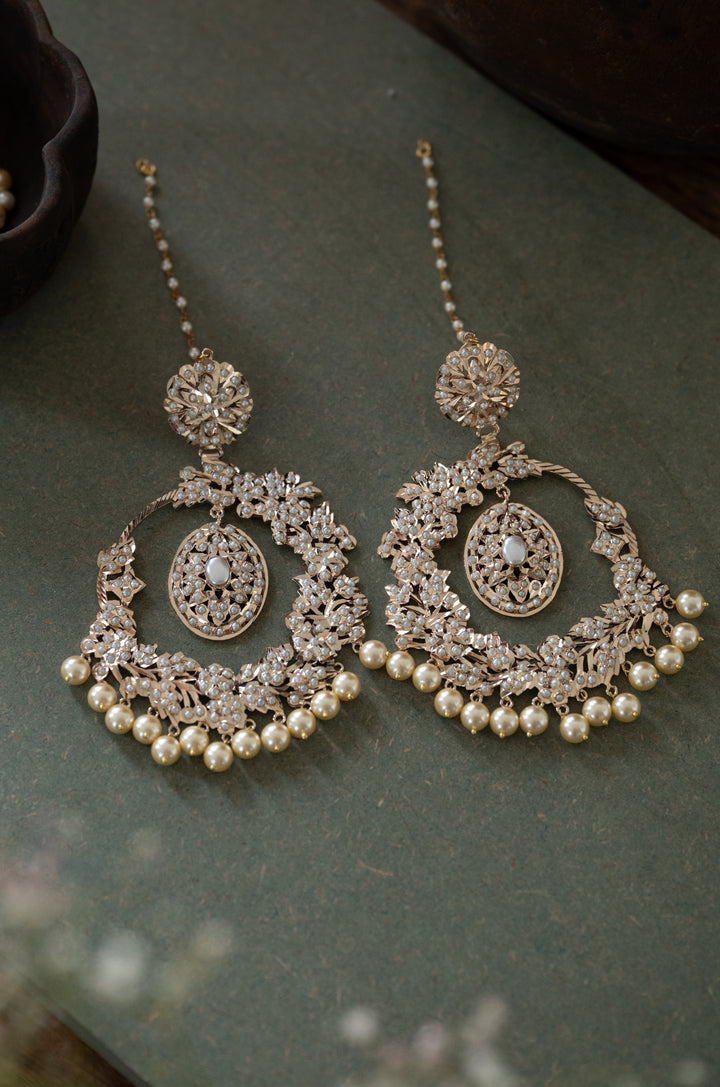 Ishi Pearls Jadau Chandbali Earrings