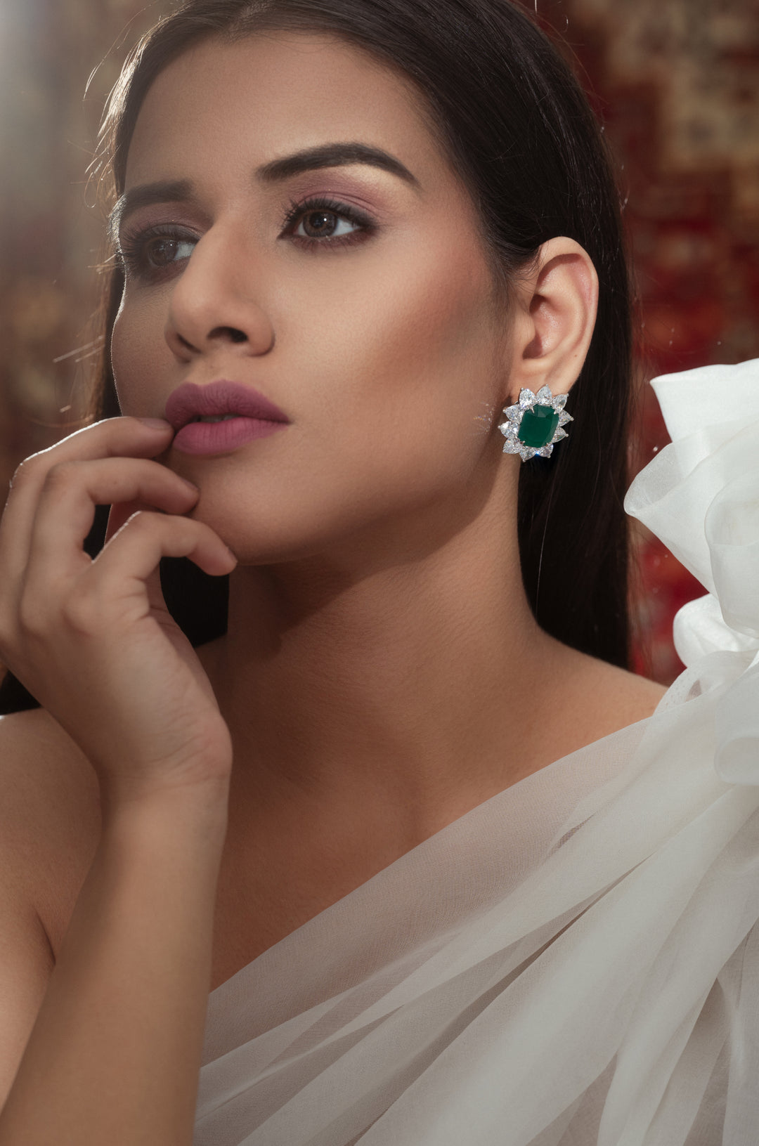 Quinn Green Floral Studs