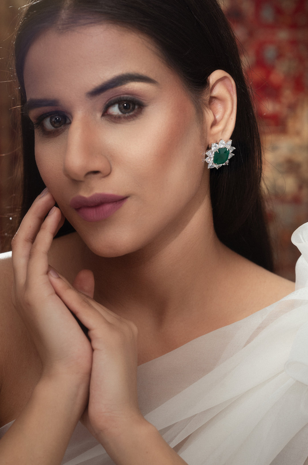 Quinn Green Floral Studs