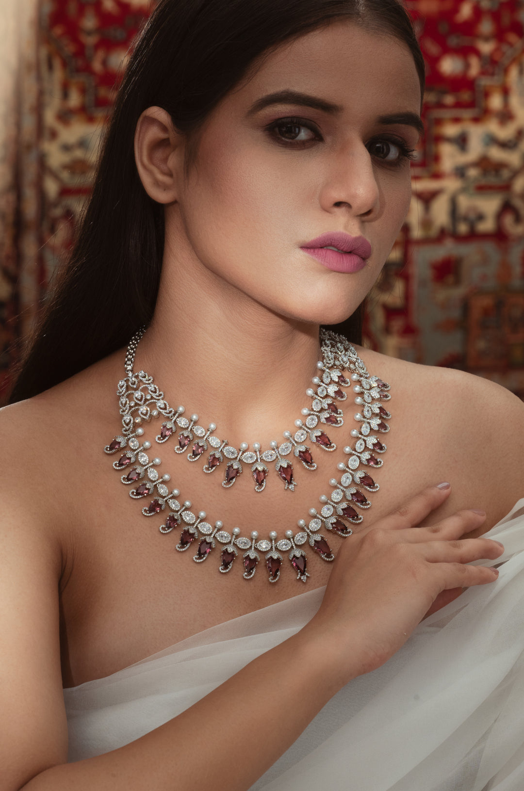 Poppy Red Necklace Set