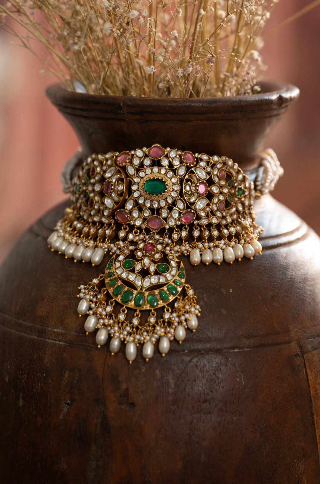 Tavisha Green Silver Necklace Set