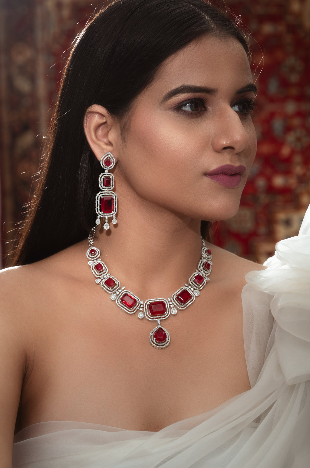 Hazel Red Statement Necklace Set