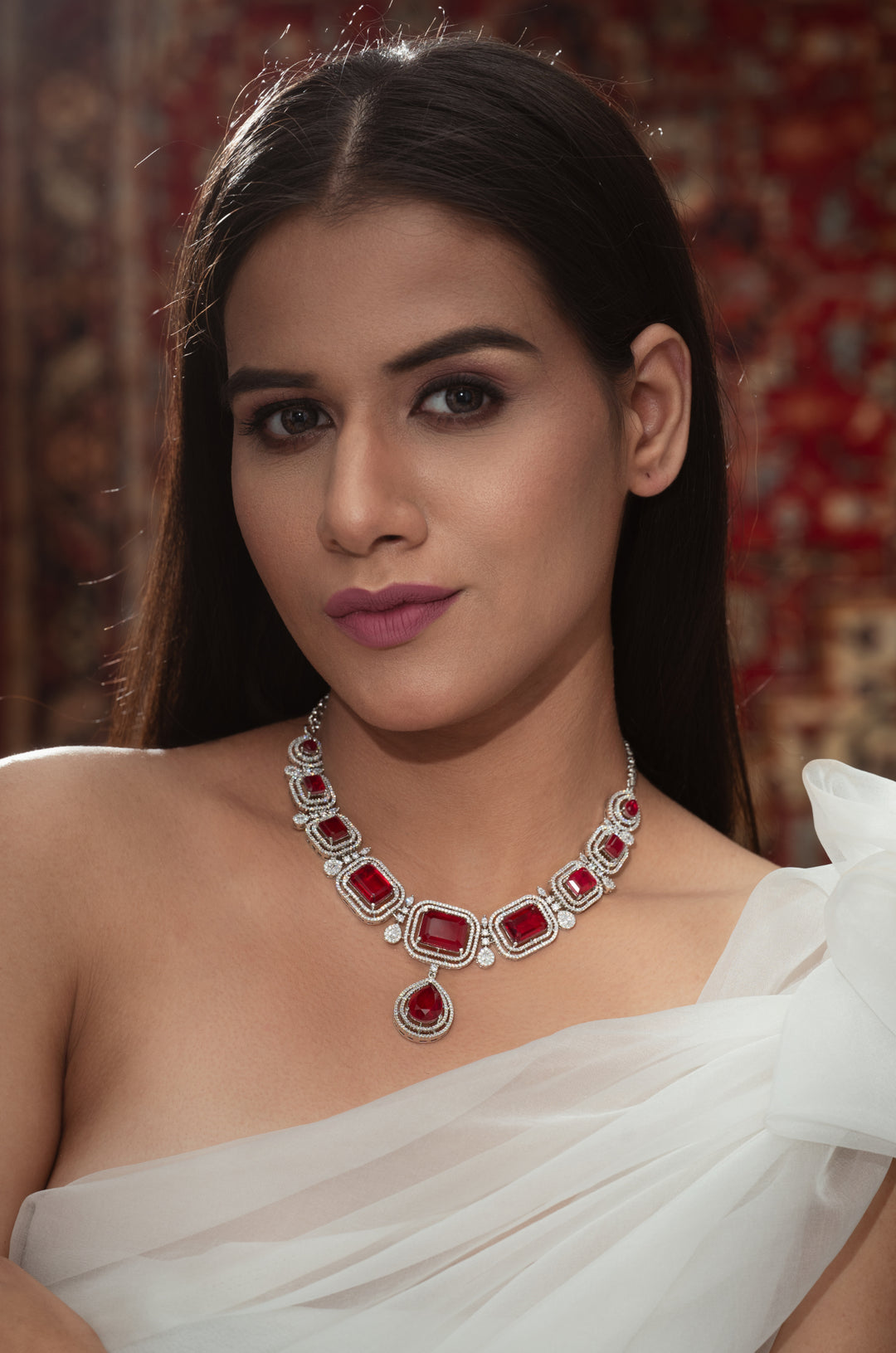 Hazel Red Statement Necklace Set