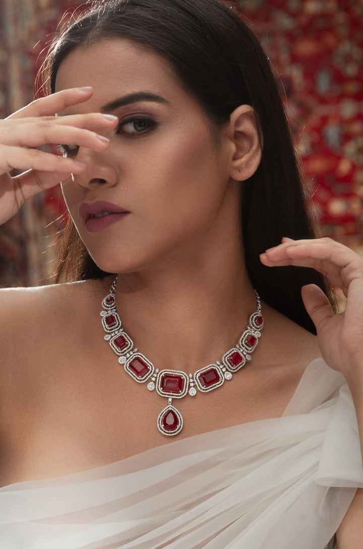 Hazel Red Statement Necklace Set