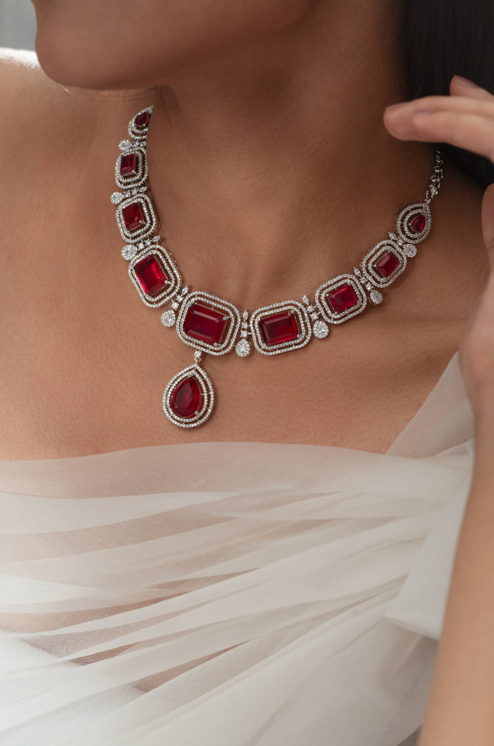 Hazel Red Statement Necklace Set