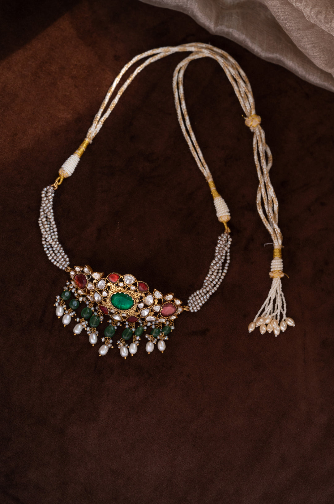 Jahnvi Polki Silver Necklace