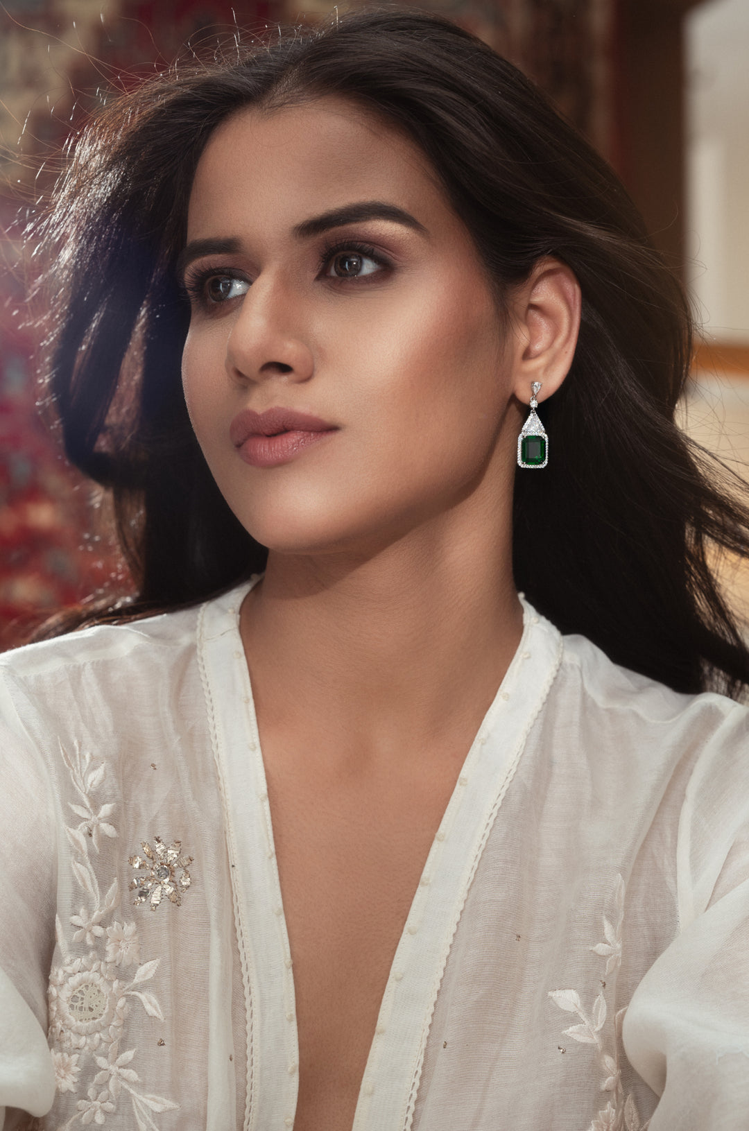 Nena Green Faux Diamond Earrings