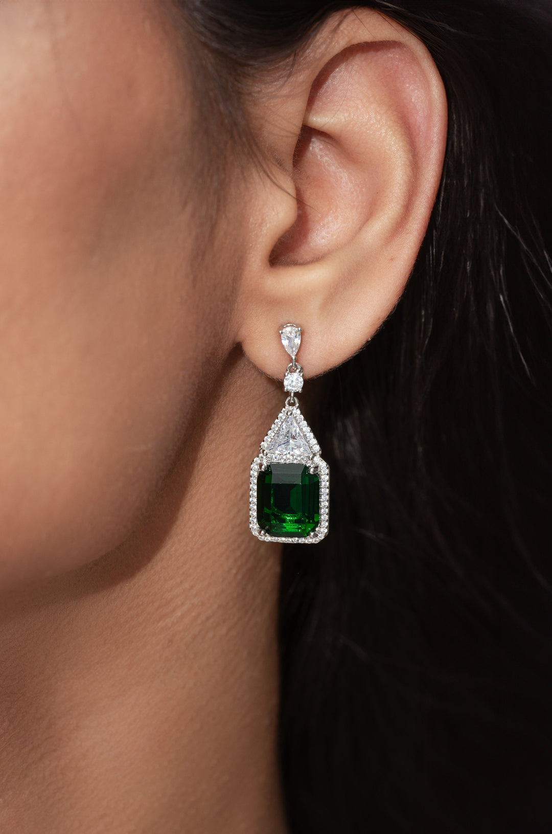 Nena Green Faux Diamond Earrings
