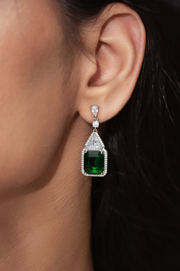 Nena Green Faux Diamond Earrings