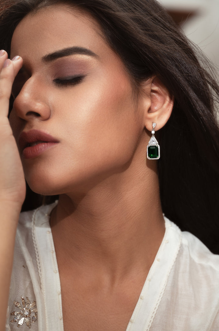 Nena Green Faux Diamond Earrings