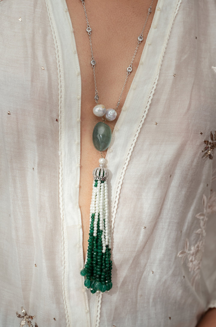 Gallen Green Tassel Necklace