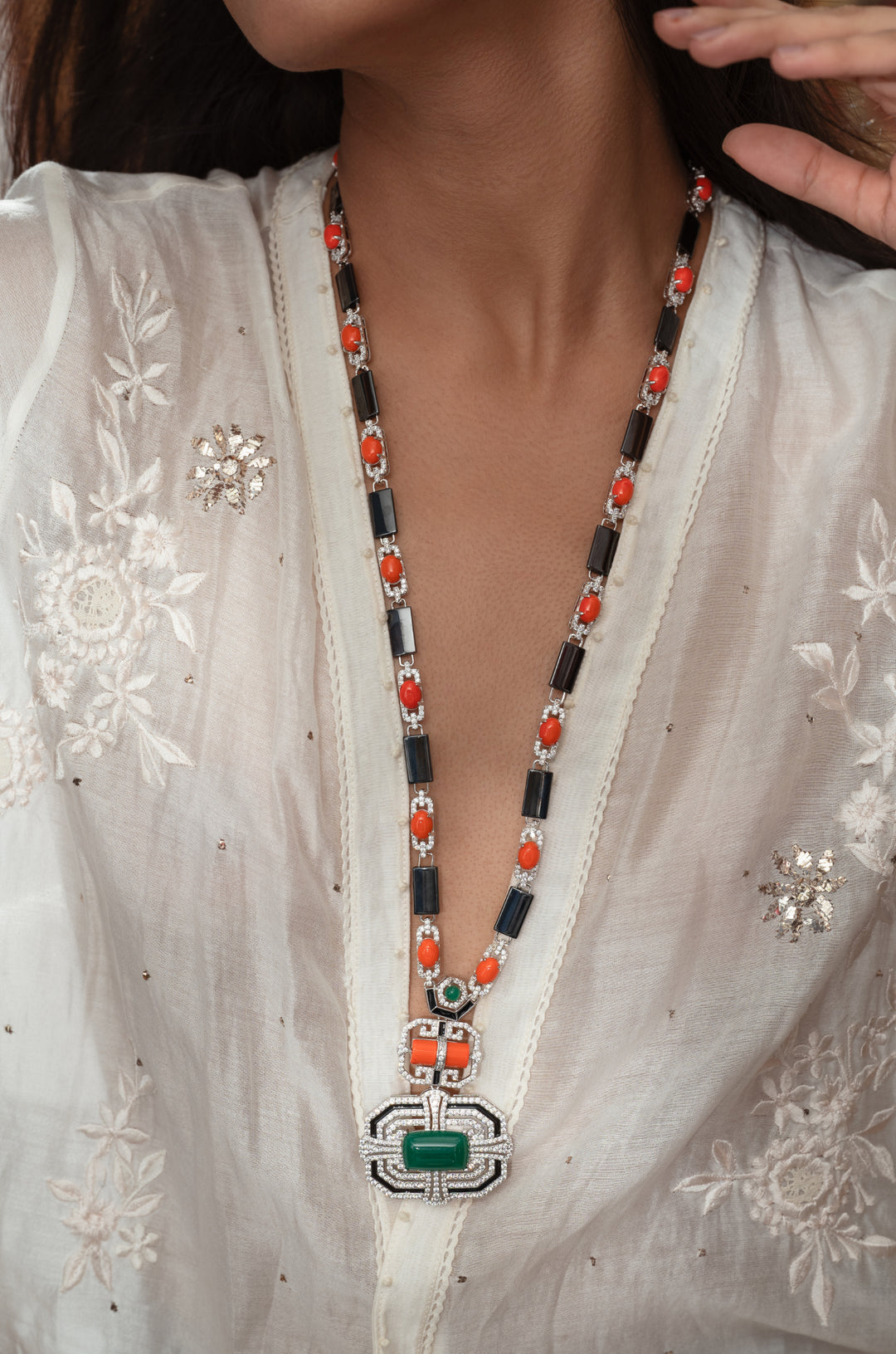 Luna Orange Pendant Necklace