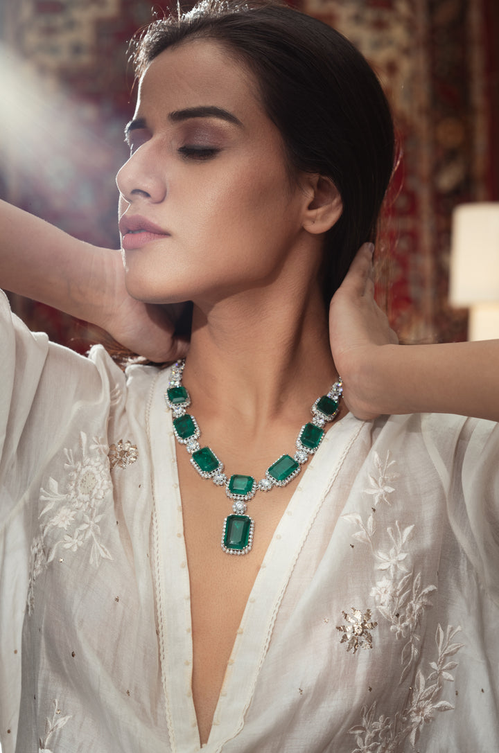 Sophie Green Faux Diamond Necklace Set