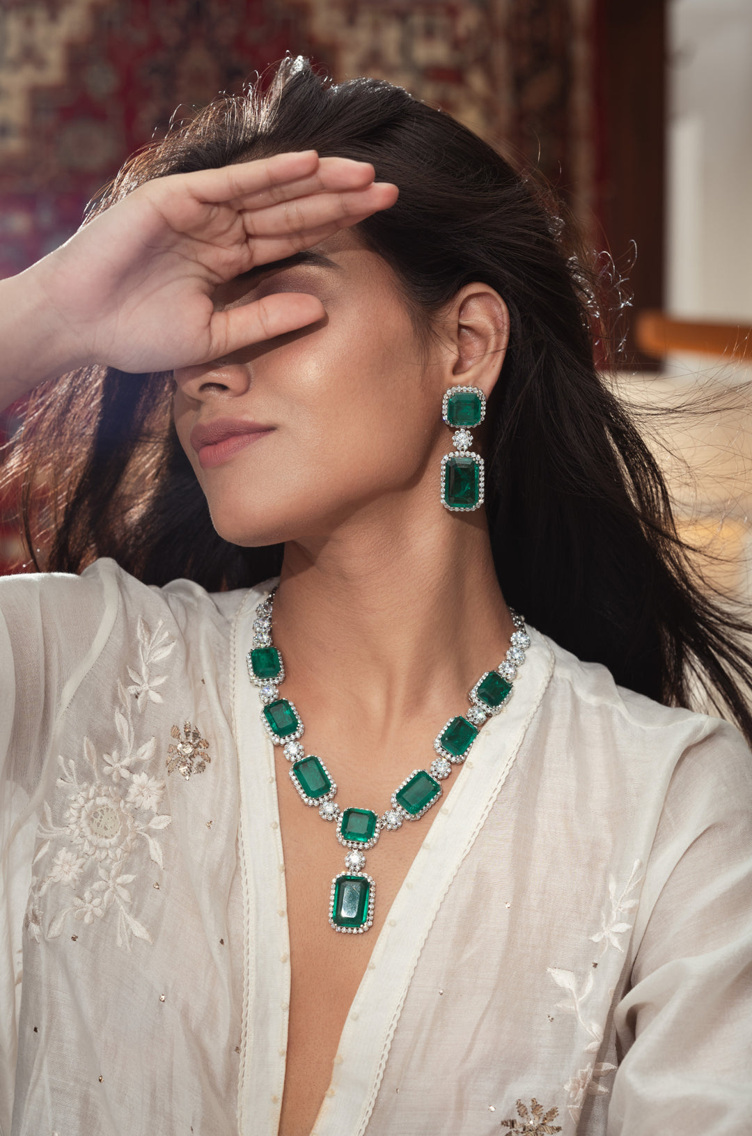 Sophie Green Faux Diamond Necklace Set