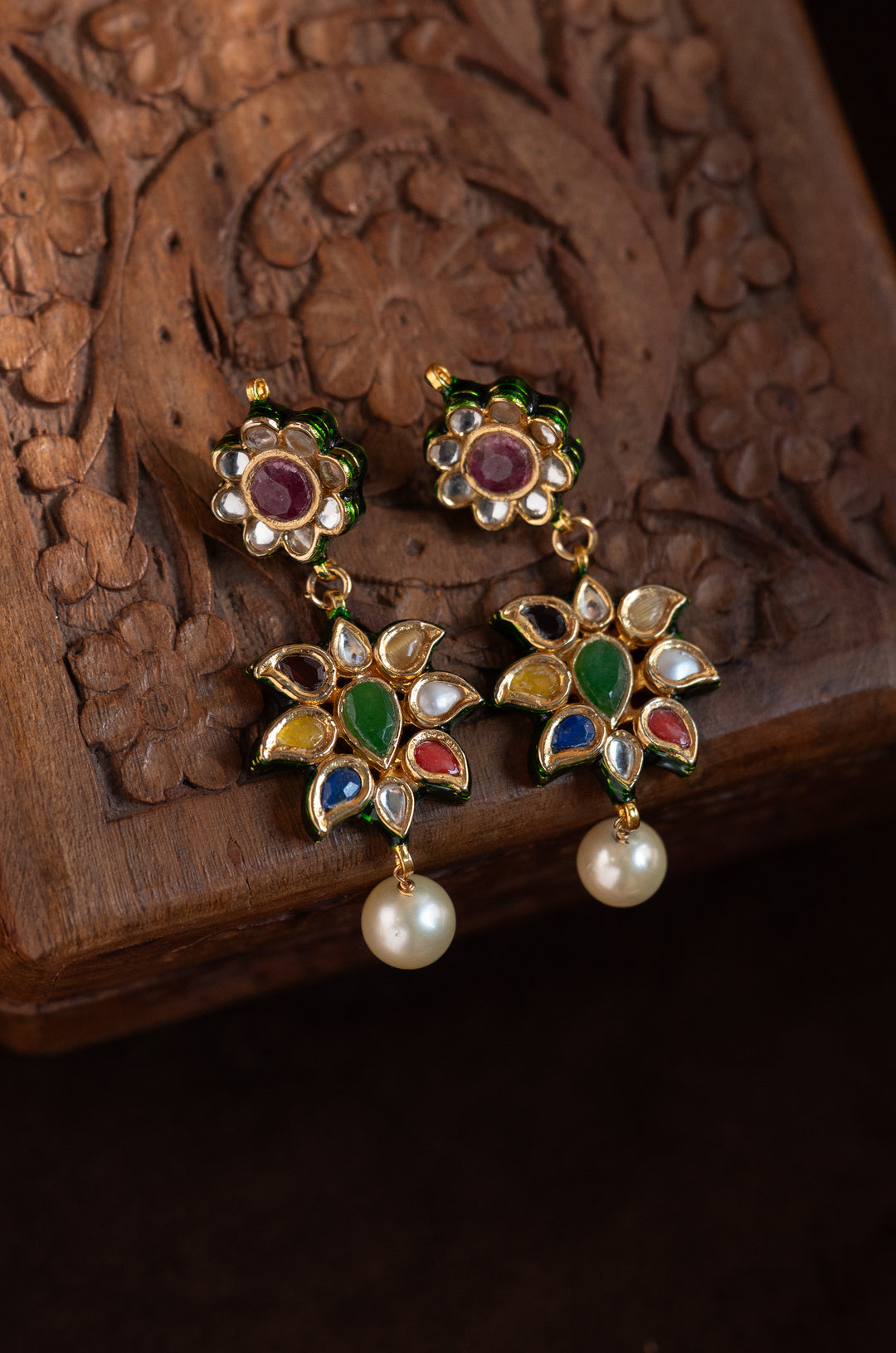 Prabhisha Navrattan Kundan Earrings