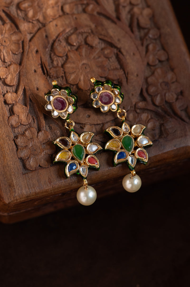 Prabhisha Navrattan Kundan Earrings