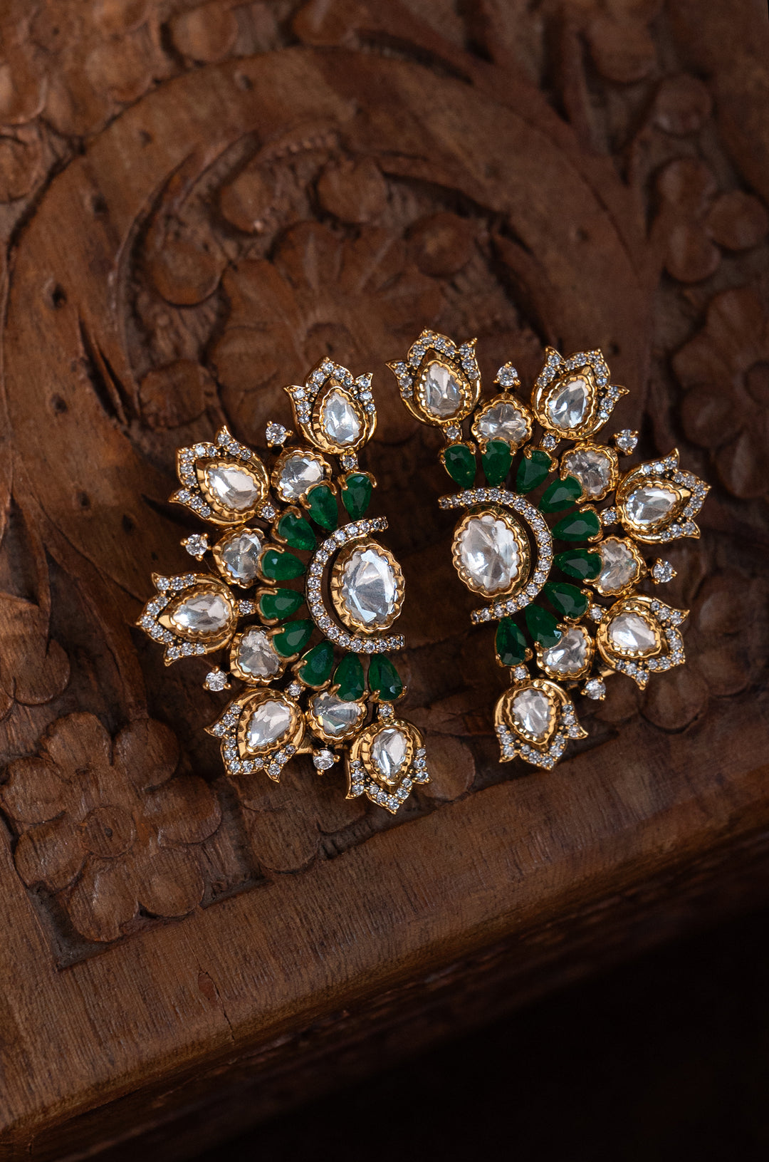 Saira Green Polki Stud Earrings