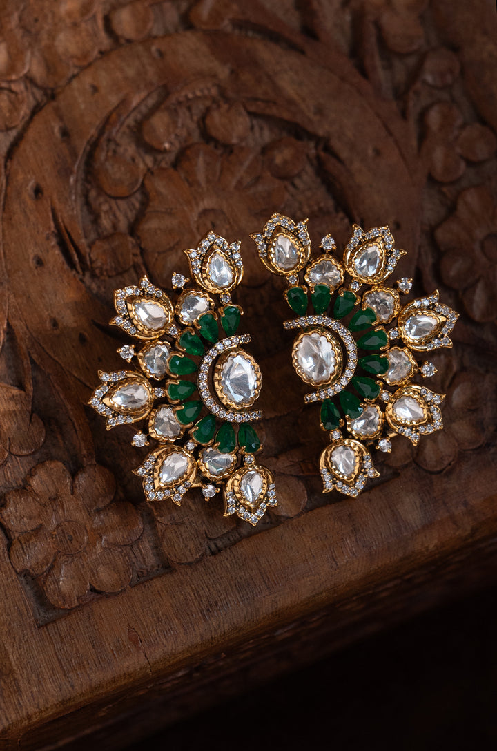 Saira Green Polki Stud Earrings