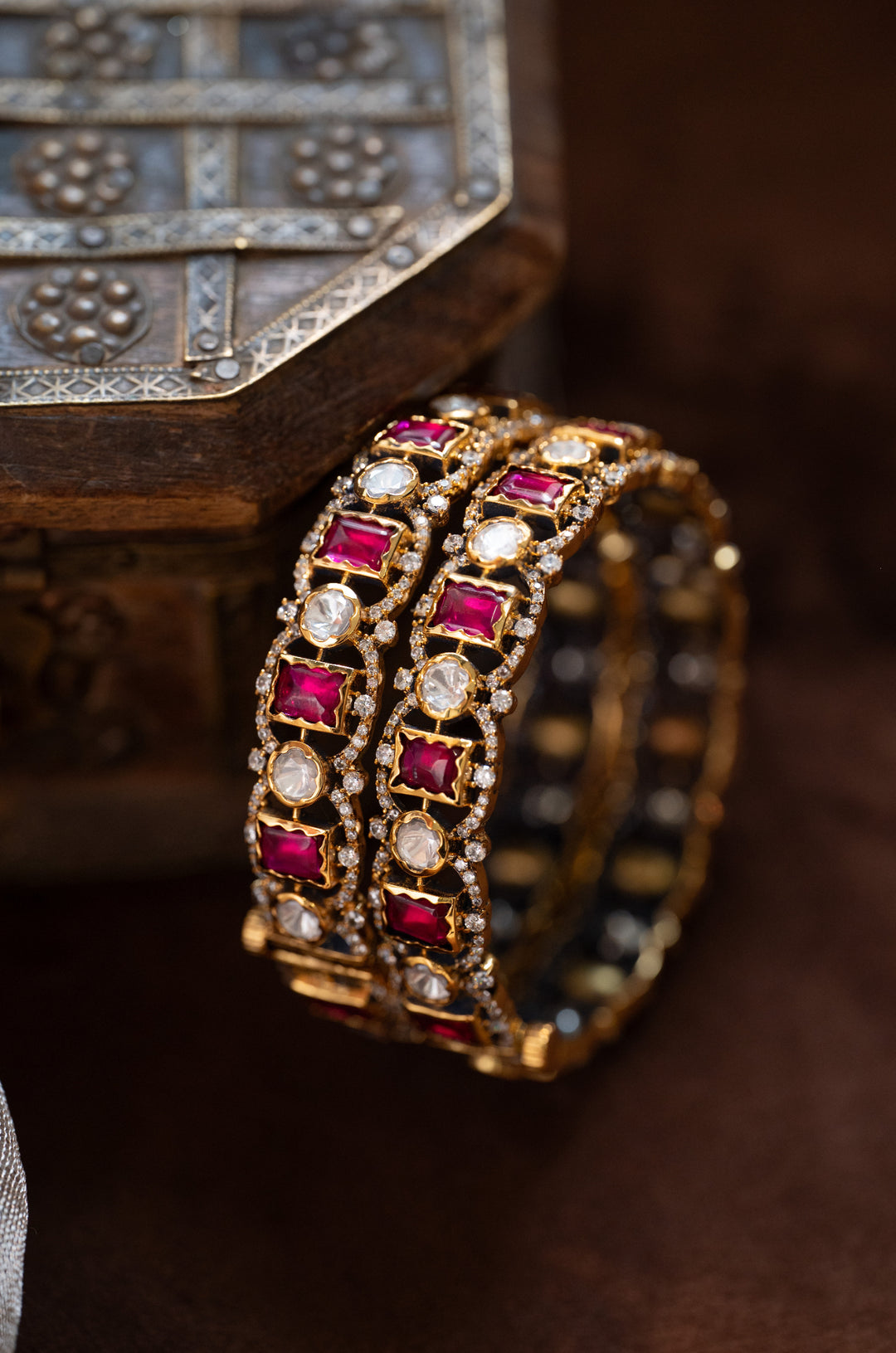 Ruhani Red Polki Bangles - Set of 2
